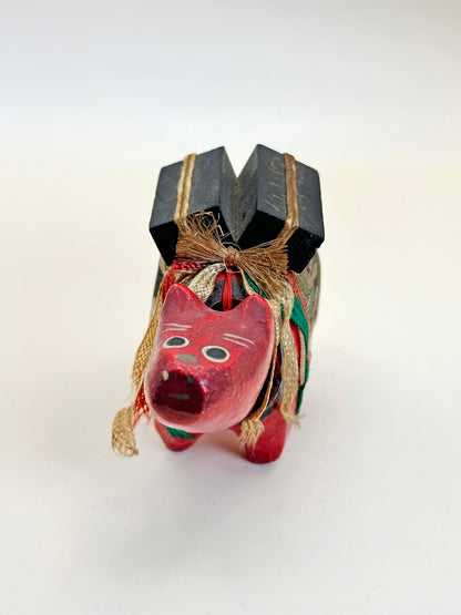 FT297 - Hariko Akabeko – Papier mâché vache rouge 赤べこ