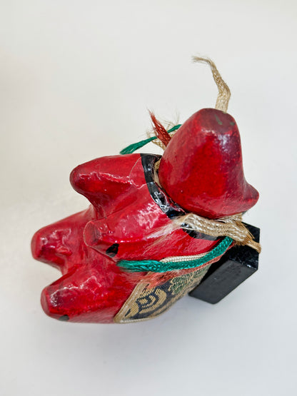 FT297 - Hariko Akabeko – Papier mâché vache rouge 赤べこ