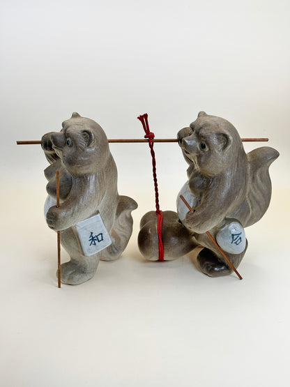 FT302 - Ensemble de figurines Shigaraki-yaki Tanuki 夫婦和合