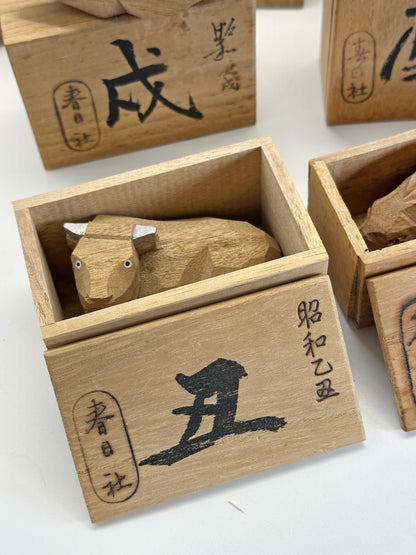 FT437 - Ensemble de figurines en bois sculpté de Kasuga Taisha 春日大社
