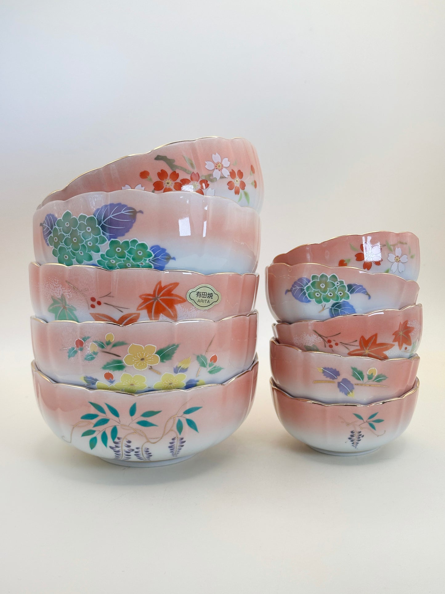 TB155 - Arita-yaki Pink bowl set 有田焼 親子鉢