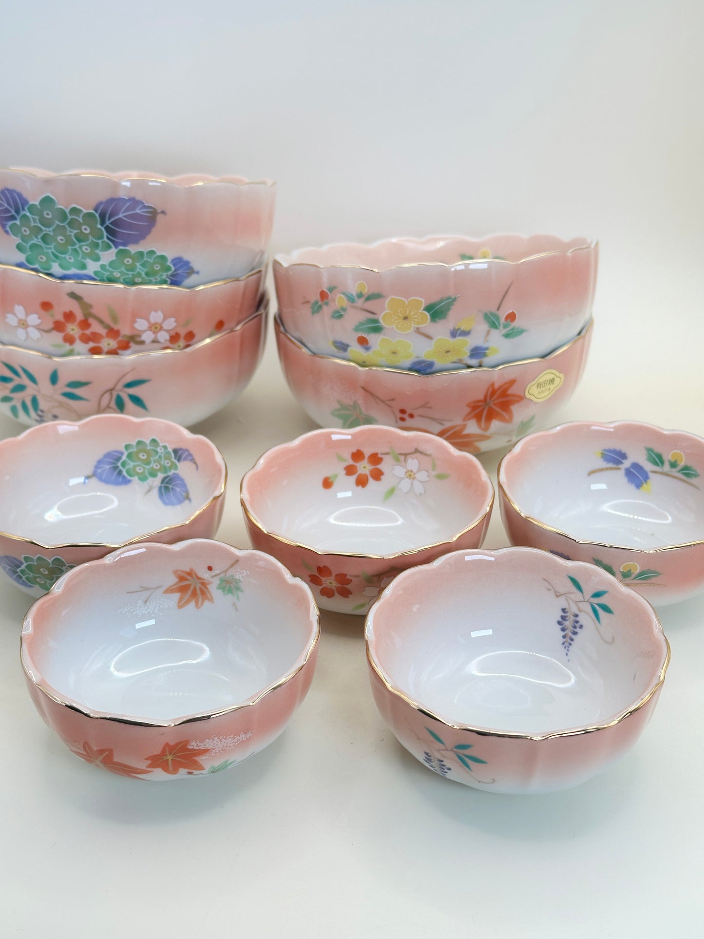 TB155 - Arita-yaki Pink bowl set 有田焼 親子鉢
