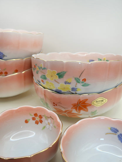 TB155 - Arita-yaki Pink bowl set 有田焼 親子鉢