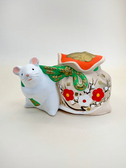 CB157 - Japon Dorei Clochette en argile de rat 鼠 土鈴