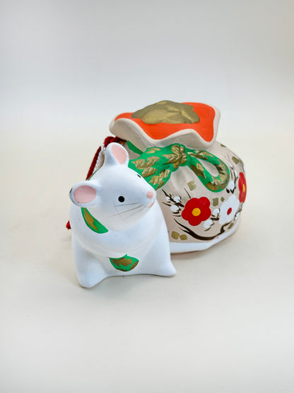 CB157 - Japon Dorei Clochette en argile de rat 鼠 土鈴