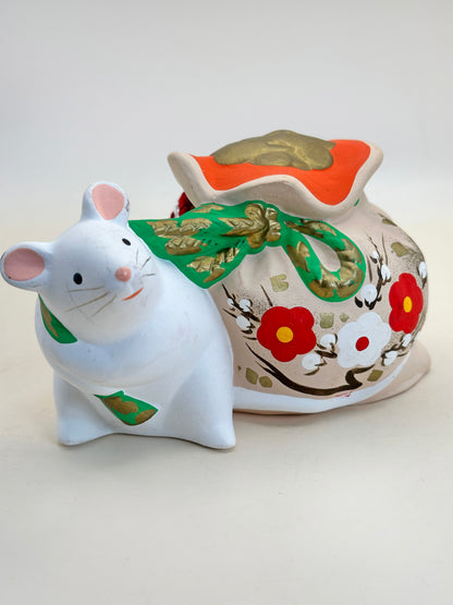 CB157 - Japon Dorei Clochette en argile de rat 鼠 土鈴