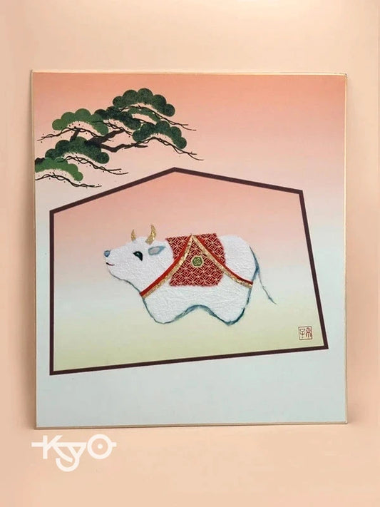 SHP53 - Carte Chigiri-e shikishi ︱Bœuf 丑年