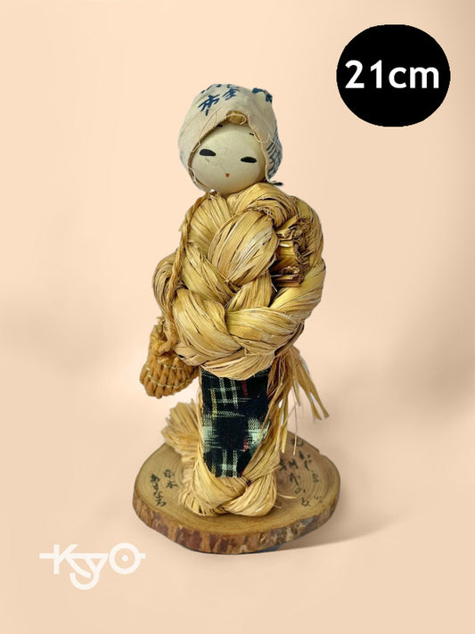 FT51 - Poupée kokeshi japonaise vintage en paille, jouet folklorique