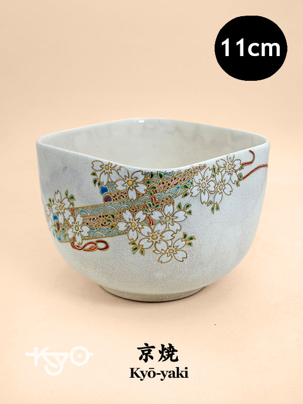 TC109 - Kyō-yaki Square Chawan Matcha Bowl 京焼