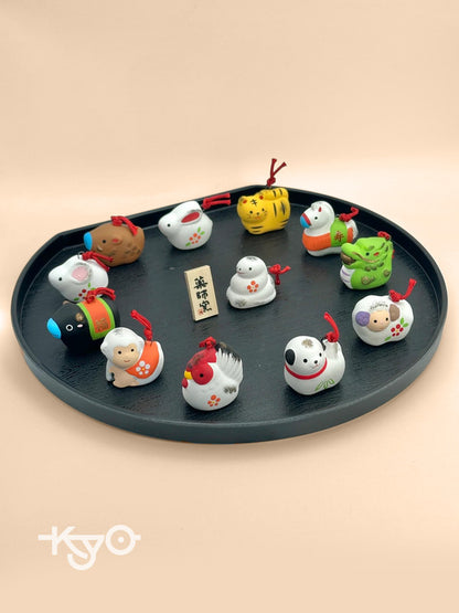 FT45 - Full set of zodiac animals clay bell ornament Dorei