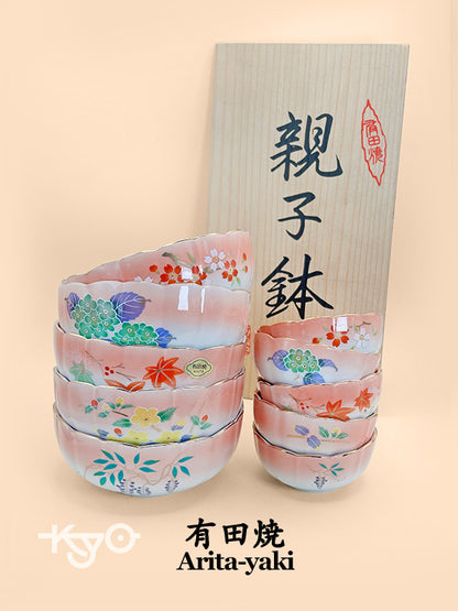 TB155 - Arita-yaki Pink bowl set 有田焼 親子鉢