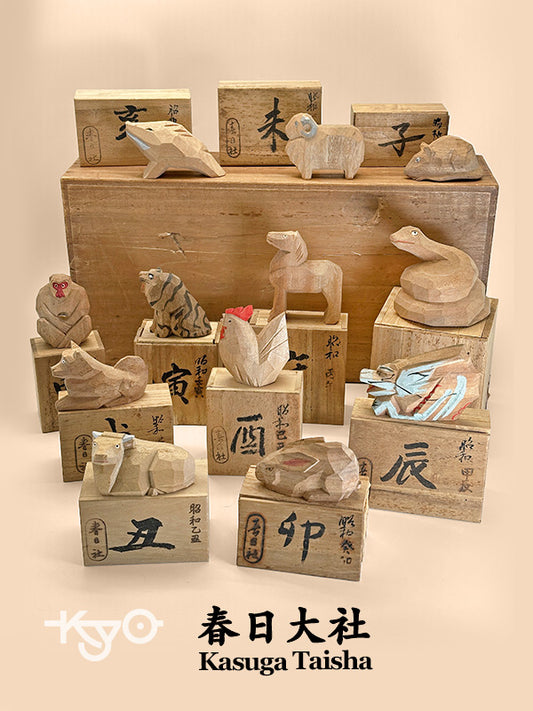 FT437 - Woodcarving figurine set from Kasuga Taisha 春日大社