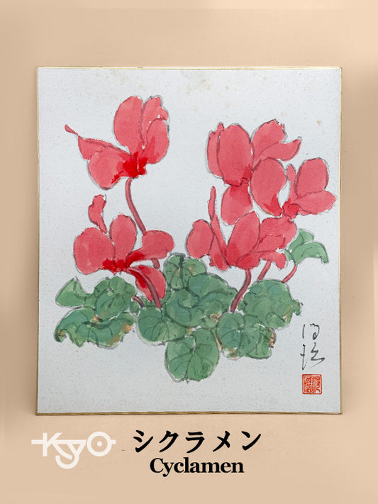 SHP310 - Shikishi artwork of cyclamen flowers シクラメン