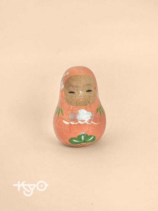 FT128 - Vintage sakura wooden daruma doll