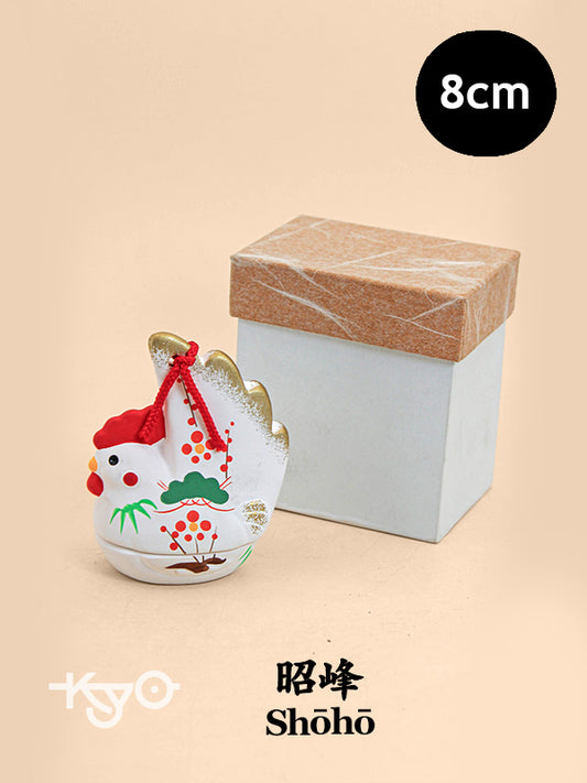FT496 - Seto Ware Rooster Kōgō by Shōhō 昭峰